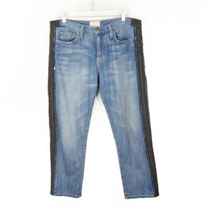 Marni x Current Elliot Straight Leg Cropped Stone Wash Blue Denim Jeans